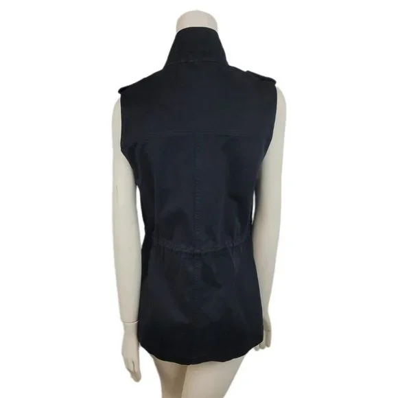 Aritzia Talula Yerwood Utility Vest Flap Pockets Drawstring Waist Epaulet - Picture 9 of 12